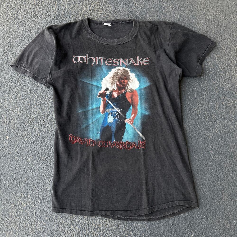 Vintage 1987 Whitesnake David Coverdale Tour Black Rock Band Tee Shirt Sz Large